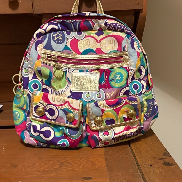 Coach | Bags | Coach Poppy Multicolor Backpack With Gold 
